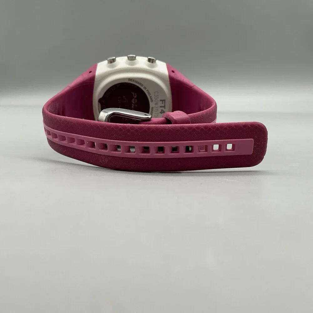 Polar FT4 Womens Watch 38mm Digital White Dial Pink Silicone New Battery